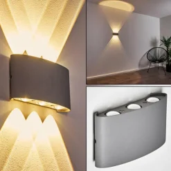 hofstein Abaiang Applique murale d'extérieur LED Argenté, 6 lumières