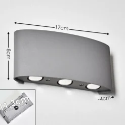 hofstein Abaiang Applique murale d'extérieur LED Argenté, 6 lumières