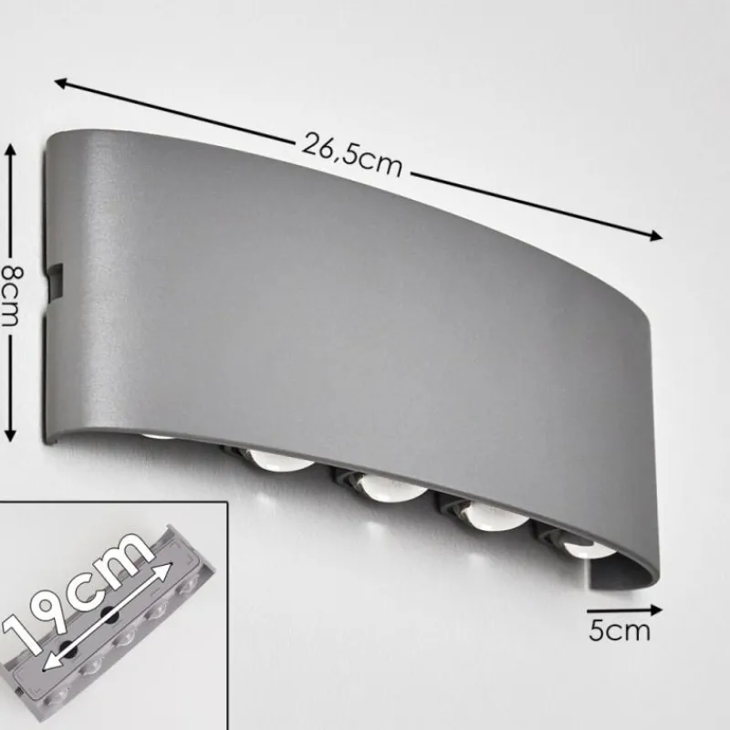 hofstein Abaiang Applique murale d'extérieur LED Argenté, 10 lumières