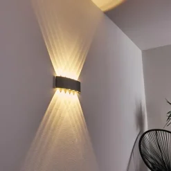 hofstein Abaiang Applique murale d'extérieur LED Argenté, 10 lumières