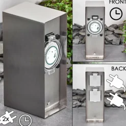 hofstein Abilene Prises électriques d'extérieur Acier inoxydable, Gris