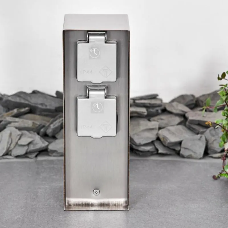 hofstein Abilene Prises électriques d'extérieur Acier inoxydable, Gris