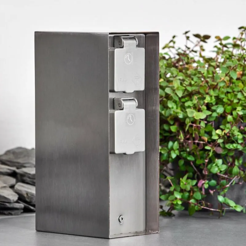 hofstein Abilene Prises électriques d'extérieur Acier inoxydable, Gris