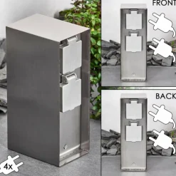 hofstein Abilene Prises électriques d'extérieur Acier inoxydable, Gris