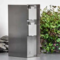 hofstein Abilene Prises électriques d'extérieur Acier inoxydable, Gris