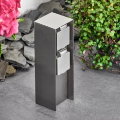 hofstein Abilene Prises électriques d'extérieur Acier inoxydable, Gris