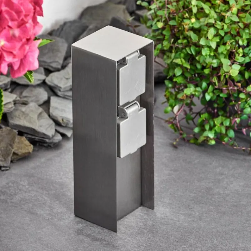 hofstein Abilene Prises électriques d'extérieur Acier inoxydable, Gris