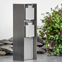 hofstein Abilene Prises électriques d'extérieur Acier inoxydable, Gris