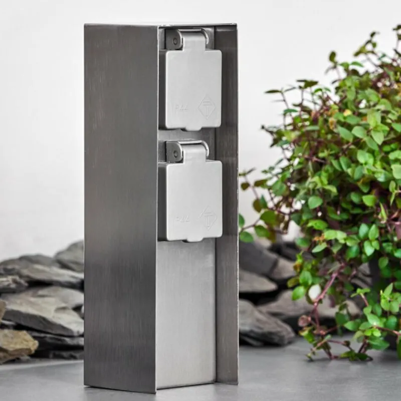 hofstein Abilene Prises électriques d'extérieur Acier inoxydable, Gris