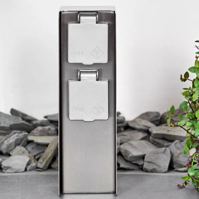 hofstein Abilene Prises électriques d'extérieur Acier inoxydable, Gris