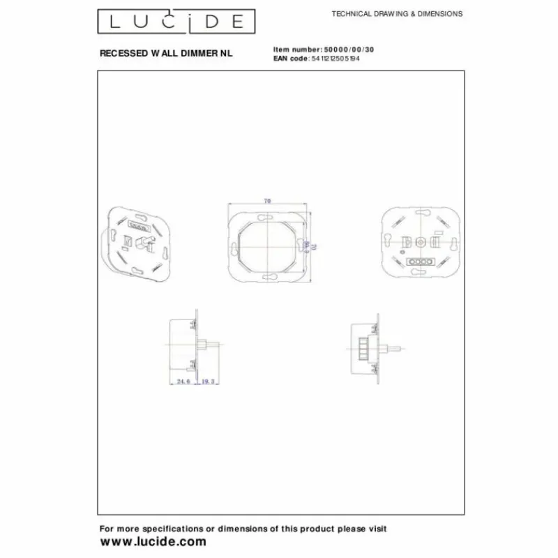 Luminaires Lucide Accessoire Lucide Wanddimmer Noir