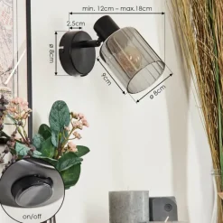 hofstein Aggebo Applique murale, Spot mural Noir, 1 lumière