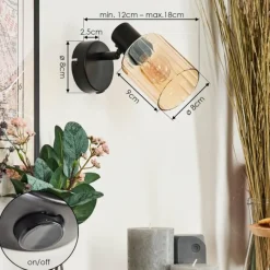 hofstein Aggebo Applique murale, Spot mural Noir, 1 lumière