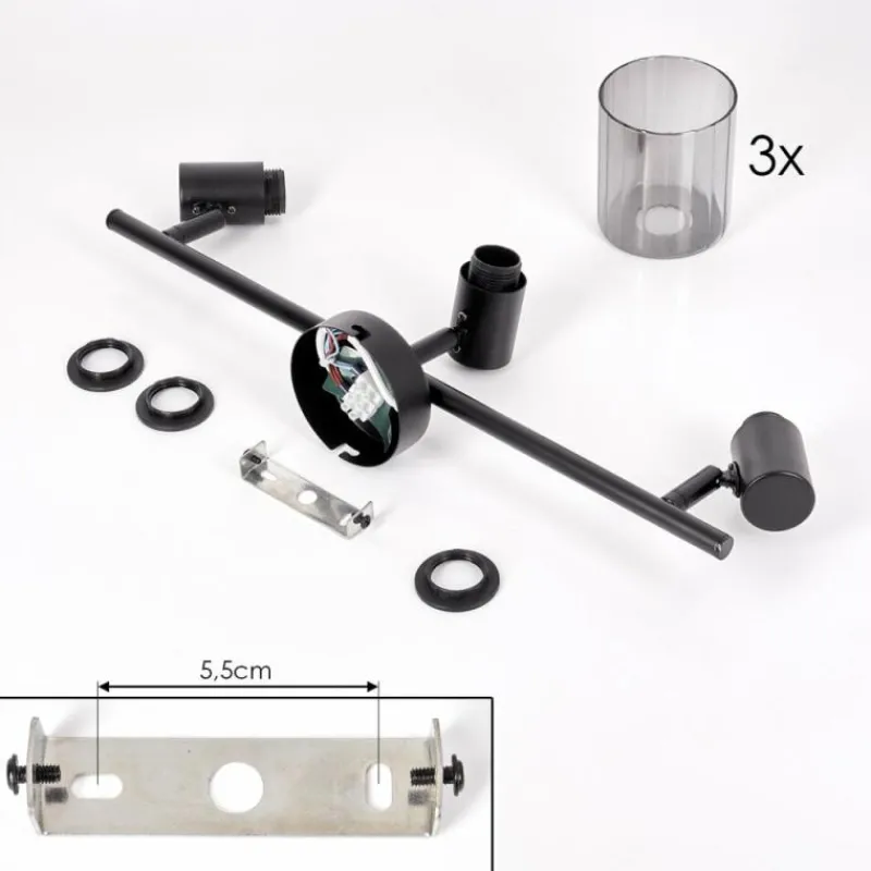 hofstein Aggebo Plafonnier Noir, 3 lumières