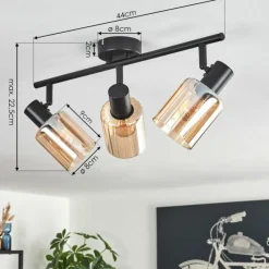 hofstein Aggebo Plafonnier Noir, 3 lumières