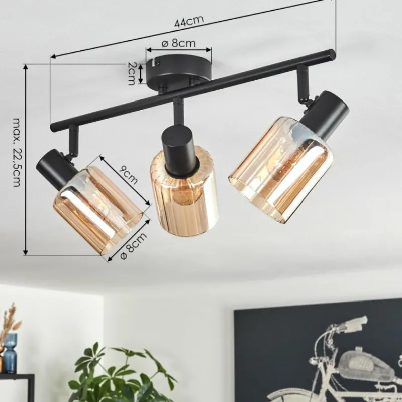 hofstein Aggebo Plafonnier Noir, 3 lumières