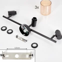 hofstein Aggebo Plafonnier Noir, 3 lumières