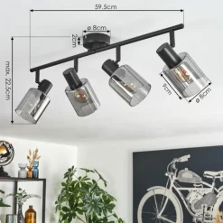 hofstein Aggebo Plafonnier Noir, 4 lumières