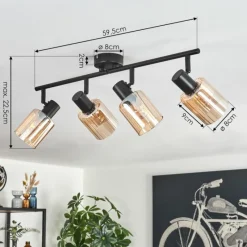 hofstein Aggebo Plafonnier Noir, 4 lumières