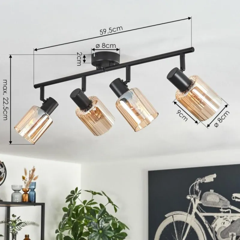 hofstein Aggebo Plafonnier Noir, 4 lumières