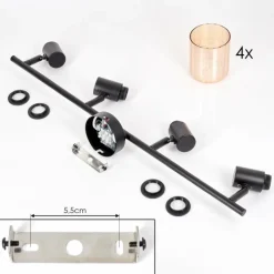 hofstein Aggebo Plafonnier Noir, 4 lumières