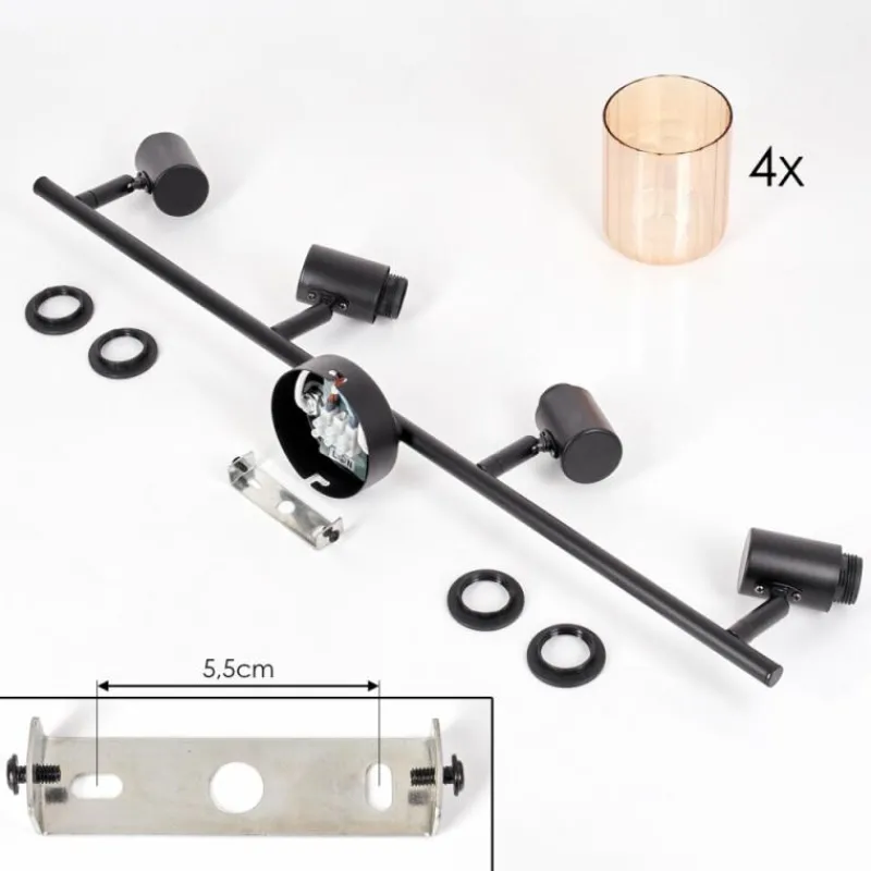 hofstein Aggebo Plafonnier Noir, 4 lumières