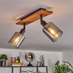 hofstein Aggebu Plafonnier Écru, Noir, 2 lumières