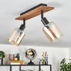 hofstein Aggebu Plafonnier Écru, Noir, 2 lumières