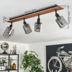 hofstein Aggebu Plafonnier Écru, Noir, 4 lumières