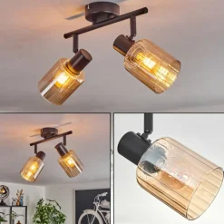 hofstein Aggebu Plafonnier Noir, 2 lumières