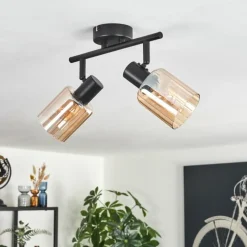 hofstein Aggebu Plafonnier Noir, 2 lumières