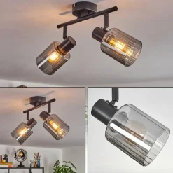 hofstein Aggebu Plafonnier Noir, 2 lumières