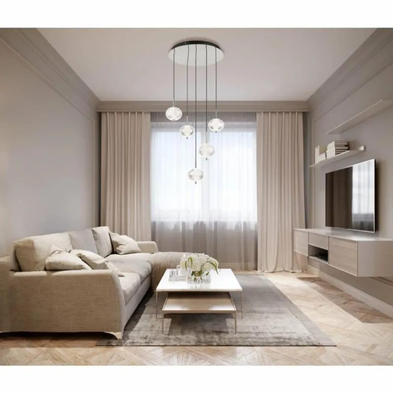 Lampes À Boules-Luminaires Globo Lighting Aida Suspension LED Chrome, 1 lumière