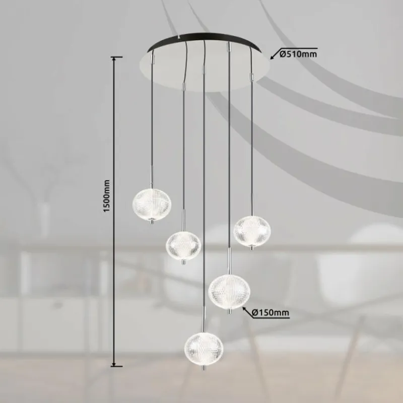 Lampes À Boules-Luminaires Globo Lighting Aida Suspension LED Chrome, 1 lumière