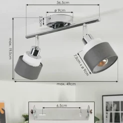Lampes En Tissu-hofstein Ailer Plafonnier, Spot de plafond Chrome, 2 lumières