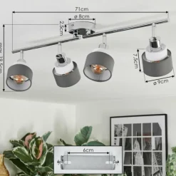 Lampes En Tissu-hofstein Ailer Plafonnier, Spot de plafond Chrome, 4 lumières