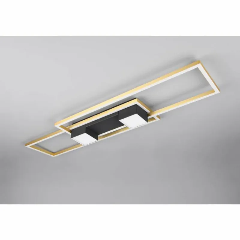Lampes Dorées-Luminaires Trio ALBANY Plafonnier LED Noir doré, 1 lumière, Télécommandes