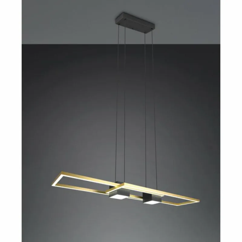 Lampes Dorées-Luminaires Trio ALBANY Suspension LED Noir doré, 1 lumière, Télécommandes