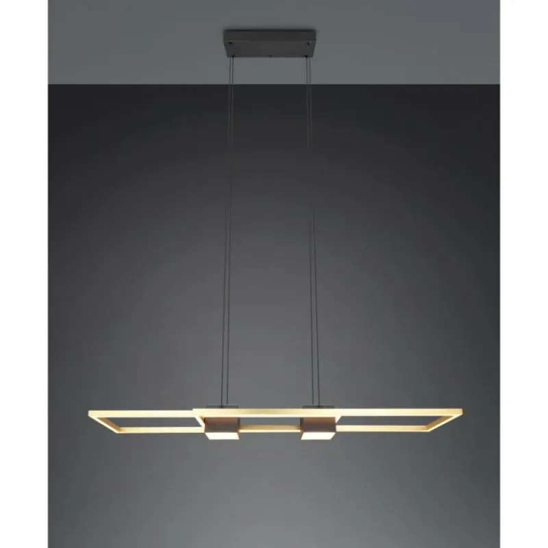 Lampes Dorées-Luminaires Trio ALBANY Suspension LED Noir doré, 1 lumière, Télécommandes