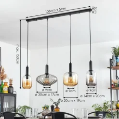 hofstein Alcofra Suspension Noir, 4 lumières