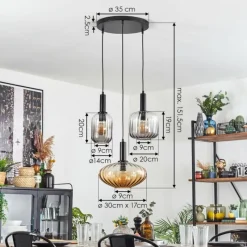 hofstein Alcofra Suspension Noir, 3 lumières