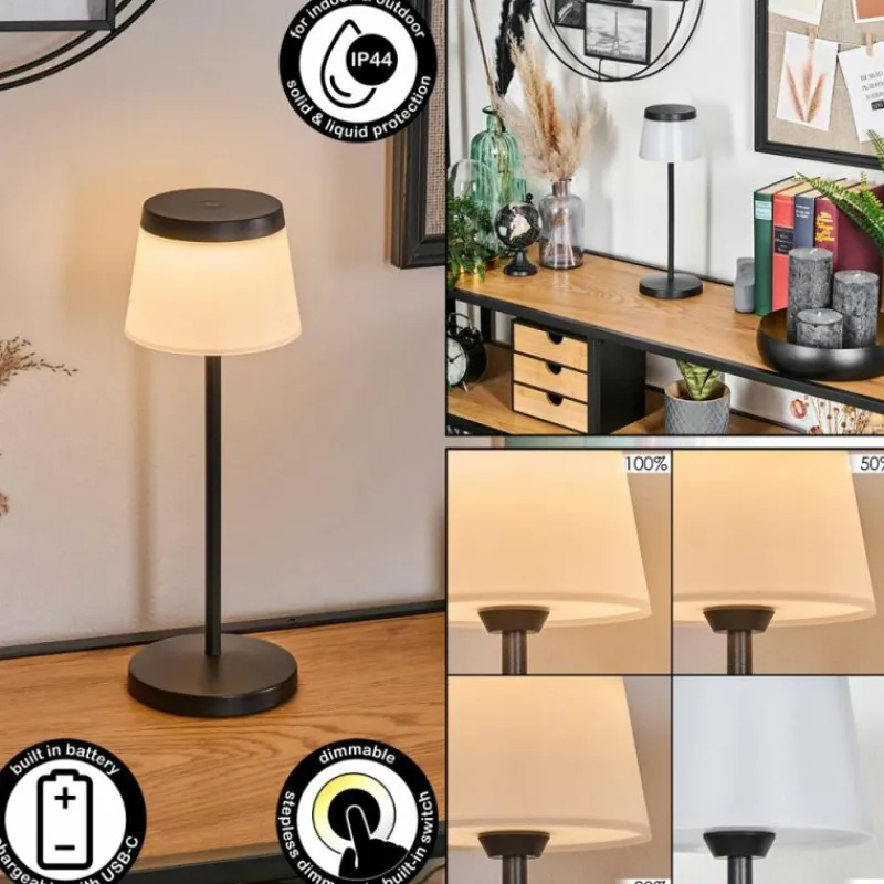 hofstein Algeraz Lampe de table d'extérieur, Lampe à poser LED Noir, 1 lumière