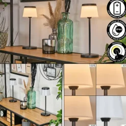 hofstein Algeraz Lampe de table d'extérieur, Lampe à poser LED Noir, 1 lumière