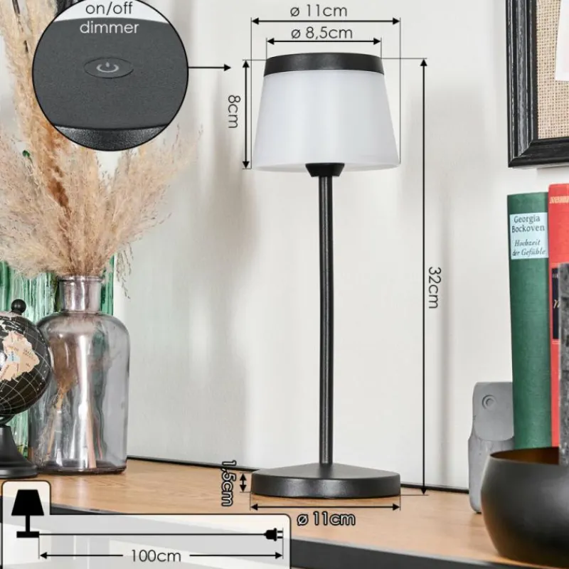 hofstein Algeraz Lampe de table d'extérieur, Lampe à poser LED Noir, 1 lumière