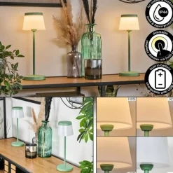 hofstein Algeraz Lampe de table d'extérieur, Lampe à poser LED Vert, 1 lumière