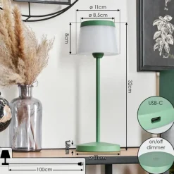 hofstein Algeraz Lampe de table d'extérieur, Lampe à poser LED Vert, 1 lumière