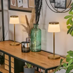 hofstein Algeraz Lampe de table d'extérieur, Lampe à poser LED Beige, 1 lumière