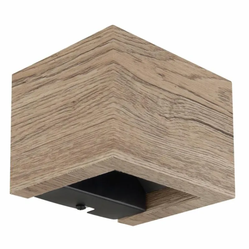 Lampes En Bois-Luminaires Globo Lighting Alina Applique murale LED Bois foncé, Écru, Noir, 1 lumière