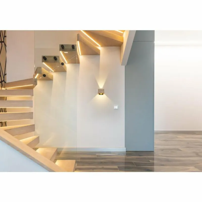 Lampes En Bois-Luminaires Globo Lighting Alina Applique murale LED Bois foncé, Écru, Noir, 1 lumière