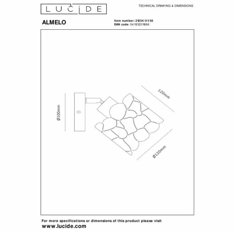 Lampes Dorées-Luminaires Lucide ALMELO Applique murale Noir, 1 lumière